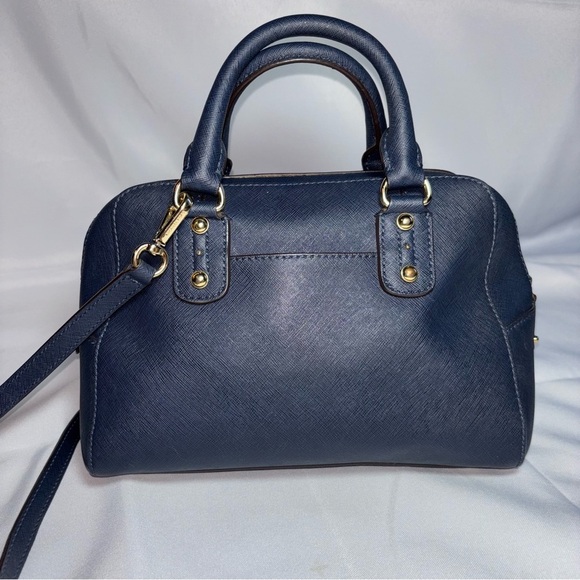 Michael Kors Navy Blue Saffiano Leather Dome Satchel - Picture 2 of 15